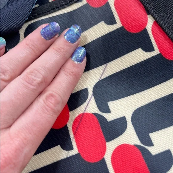 Orla Kiely Blue Sharpie Dog Show Navy Shoulder Bag - Picture 7 of 10